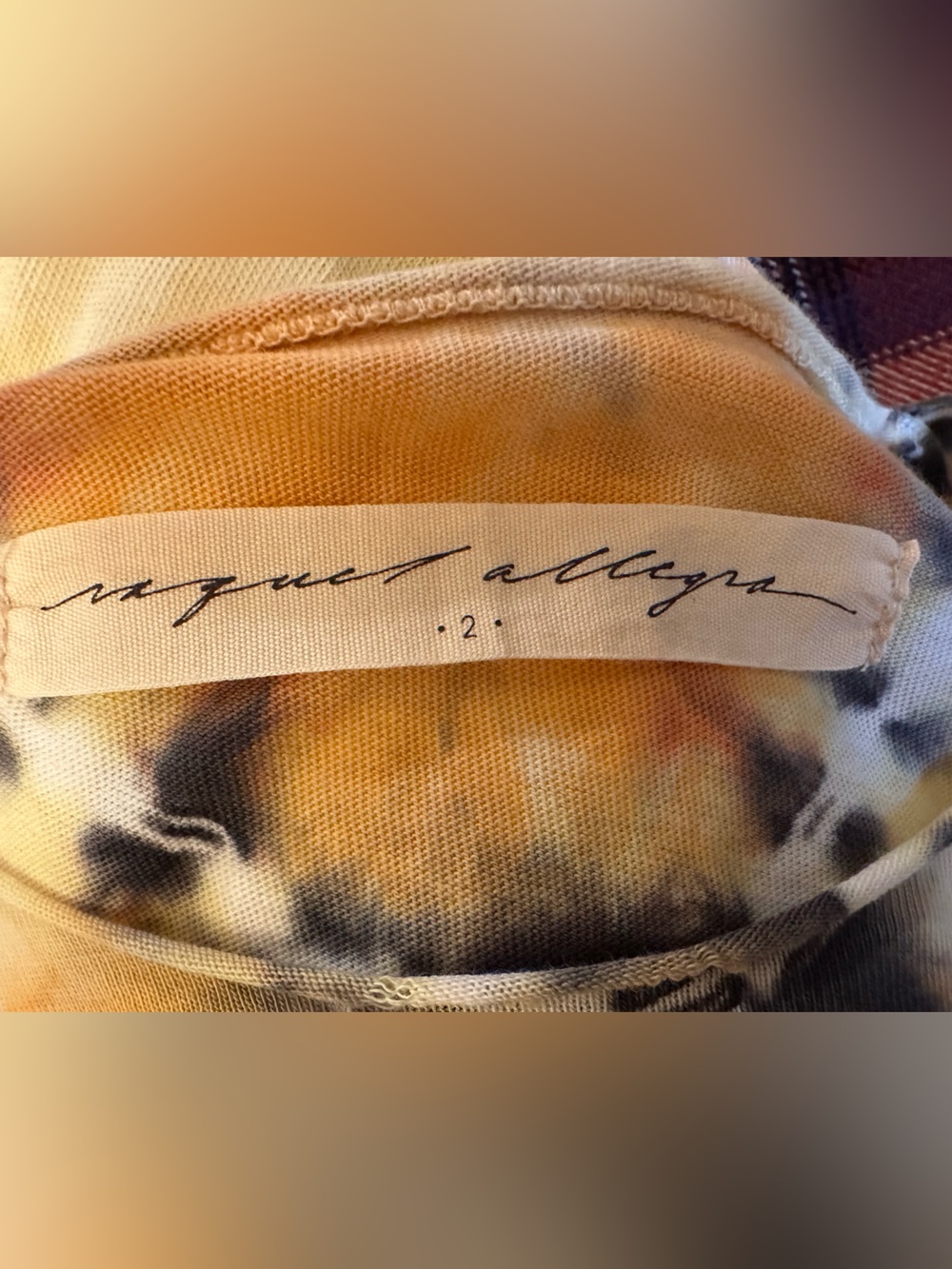 Raquel Allegra Size 2 Tie Dye Maxi Dress Yellow Black Long Sleeve Cotton - Picture 3 of 11